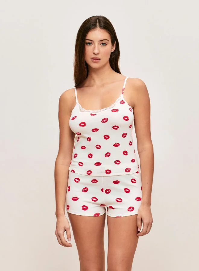 UNDIZ Jersey shorts with lips pattern